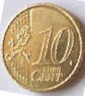 France Euro coin , 2010  ,  10 Eurocent , Dia 1.97  Th 0.11 cm