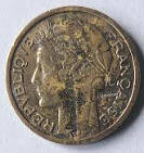 FR 35A- REPUBLIC  FRANCAIS  , 1936  , 2 Francs , Dia 1.06  th  0.08 cm