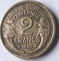 REPUBLIC  FRANCAIS  , 1936  , 2 Francs , Dia 1.06  th  0.08 cm