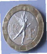 Republique Francais , 1991 , 10 Francs , Dia 2.28  Th 0.21 cm