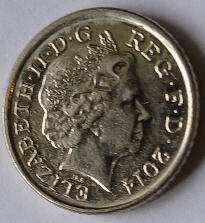Queen Elizabeth II, DG Regina,  2014 , 5 pence , Dia 1.80 th 0.14 cm