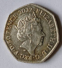 Elizabeth II ,  2022 , 50 pence , Dia 2.73  th  0.16 cm
