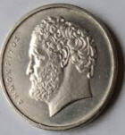 GR7 A, Dhmokpitoc , 1976 , 10 Drachme , Dia 2.95 Th 0.18 CM