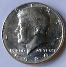 United States-  Half Dollar,  1980 D , Dia 3,06 Th 0.185 cm