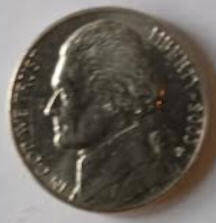 United States- Five cents ,  2003 P , Dia 2.12 Th 0.18 cm