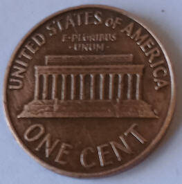 United States- One cent  ,  1963, no mint  , Dia 1.89 Th 0.14 cm