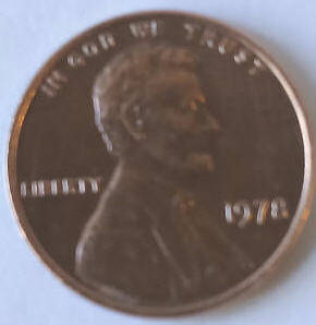 United States- One cent  ,  1978  ,Dia 1.89 Th 0.14 cm
