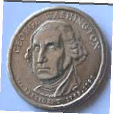 United States , Georg Washington - One Dollar ,  1789  -  1797  ,Dia 2.65 Th 0.19 cm