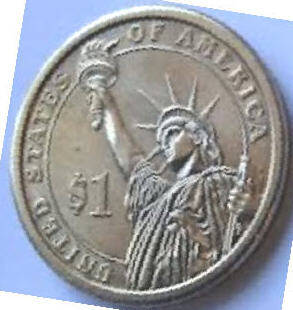 United States , Georg Washington - One Dollar ,  1789  -  1797  ,Dia 2.65 Th 0.19 cm