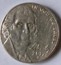 United States- Five cents ,  2012 P , Dia 2.12 Th 0.18 cm