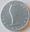 Republica Italiana  , 1951  , 5  lire, Dia 2.02  Th 0.13 cm