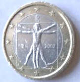 Italien Eurocoin, 2002 , 1 Euro  , Dia 2.31  Th 0.22 cm