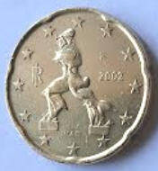 Italien Eurocoin, 2002 , 20 Eurocent  , Dia 2.22  Th 0.20 cm