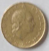 Republica Italiana , 1978 ,  200 Lire  , Dia 2.40  Th 0.16 cm