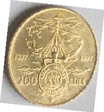 Republica Italiana ,  1897-1997  , 200 lire, Dia 2.40  Th 0.16 cm