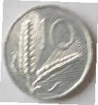 Republica Italiana ,  1951  , 10 lire, Dia 2.34  Th 0.17 cm