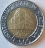 Republica Italiana , 1916- 1996  , 500  lire, Dia 2.58  Th 0.18 cm