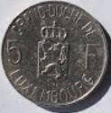 LB 2B , LUXEMBOURG , 1987 , 5 FRANK DIA 2.40 TH 0.17 CM