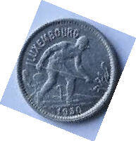 LB 7A , LUXEMBOURG  ,, 1950 , 50 CMES ,DIA 1.92 TH 0.13 CM