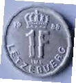 LB 8B , LUXEMBOURG  ,, 1988 , 1 FRANK ,DIA 1.83 TH 0.15 CM