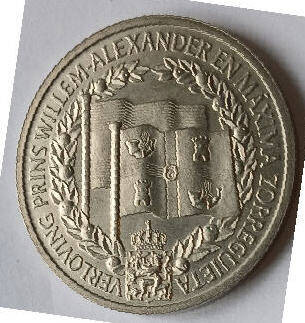 uncirculated, Mint,30 Maart 2001 verloving Alexander met Maxima , silver coin ,Dia 3.31 th 0.22 cm