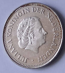 Koningin Juliana-Nederlandse Antillren- 1971 , 1 Gulden m Dia 2.80 Th 0.21 cm
