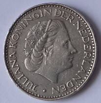 Koningin Juliana- - 1968 ,Zilver  1 Gulden m Dia 2.50 Th 0.16 cm