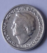 Koningin Wilhelmina - 1948 , 10  cent ,  Dia 1.47 Th 0.12 cm
