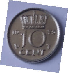 Koningin Juliana - 1975 , 10  cent ,  Dia 1.47 Th 0.12 cm