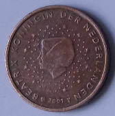Koningin Beatrix - 2001 , BRONS 5 cent ,  Dia 2.13 Th 0.16 cm