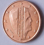 Koning Alexander, 2022, 5 cent , Dia 2.13  Th 0.16 cm