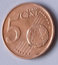 Koning Alexander, 2022, 5 cent , Dia 2.13  Th 0.16 cm