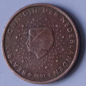 Koningin Beatrix - 2001 , BRONS , 2 cent ,  Dia 1.87 Th 0.15 cm