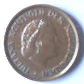 Koningin Juliana - 1980 , 5  cent  brons  Dia 2.10 Th 0.14 cm