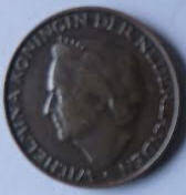 Koningin Wilhelmina - 1948 , 5  cent  brons,  Dia 2.30 Th 0.14 cm