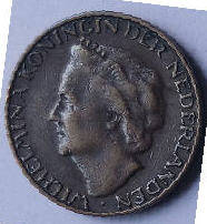 Koningin Wilhelmina - 1948 , 1  cent  brons,  Dia 2.30 Th 0.13 cm