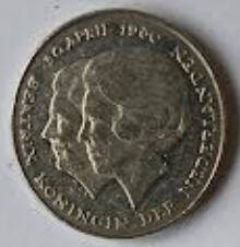 uncirculated. mint, koningin Juliana , Beatrix  1 Gulden, 1980 ,Dia 2.50 th 0.17 cm