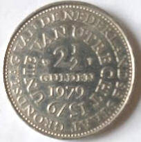 mint, not circulated ,  Koningin Juliana,  1979 , 2,5 Gulden , Dia 2.90 Th 0.20 cm