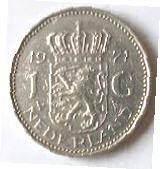 mint, not circulated ,   Koningin Juliana,  1971 , 1 Gulden , Dia 2.50 Th 0.17 cm