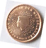 mint, not circulated ,   Koningin  Beatrix, 2001,  5 Euro Cent , Dia 2.12 Th 0.16 cm