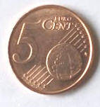 mint, not circulated ,   Koningin  Beatrix, 2001,  5 Euro Cent , Dia 2.12 Th 0.16 cm