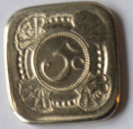 uncirculated , mint, Zilver, Koningin Juliana 1948-1980 , 5 , ,Dia 1.47 Th 0.18 cm