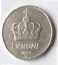 NW 2B -NORWAY - OLAV V - 1981 ,  1 KR , Dia 2.49 Th 0.18 CM 