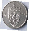 NW 9A -NORWAY -  1974 , 50 ORE , Dia 2.19 Th 0.15 CM 