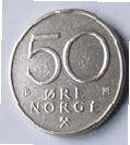 NW 9B -NORWAY -  1974 , 50 ORE , Dia 2.19 Th 0.15 CM 