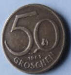 OR 10B - REPUBLIK OSTERREICH-1961 - 50 groschen , DIA 1.93 TH 0.13 CM