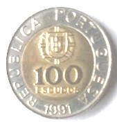 Port 6  B - Replubica Portuguese. 1991 ,  100 Escudos , Dia 2.50 Th 0.22 CM]