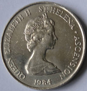 Queen Elizabeth IIst Helena,Ascension,,1984, 10 PENCE Dia 2.09 th0,22 cm 0.22cm