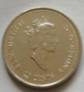 Queen Elizabeth II, DG Regina, Canada , 2000 , 25 cents , Dia 2.38 th 0.16 cm