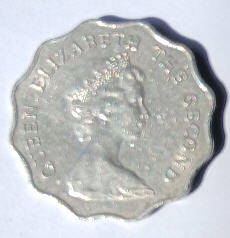 Queen Elizabeth the second,Hongkong 1975,two dollars Dia 2.78 th 0.17 cm